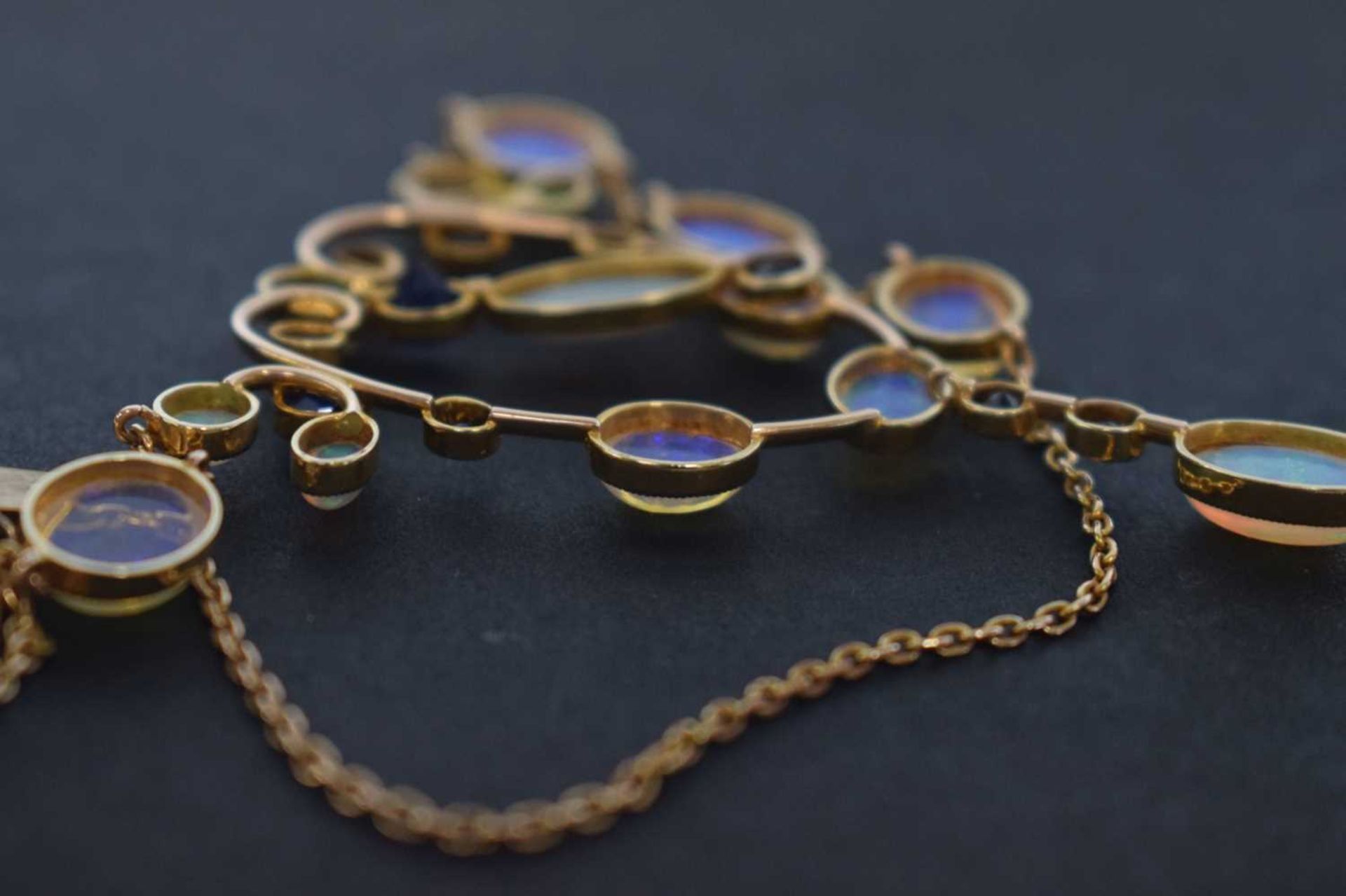 Opal and sapphire pendant necklace in the Arts and Crafts manner - Image 11 of 12