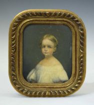 French School, 19th century - Oil on canvas of a young girl