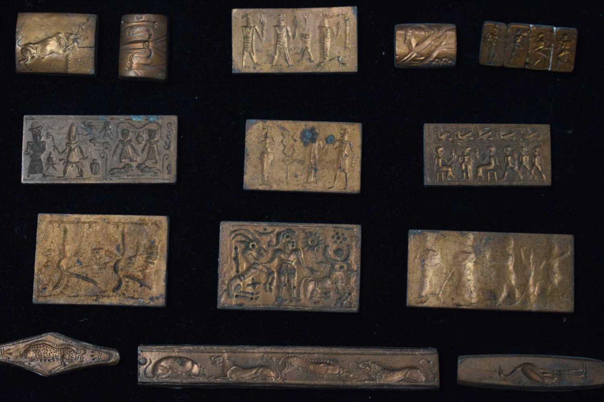 Collection of approximately seventy Grand Tour style cast metal rectangular intaglios - Image 3 of 10