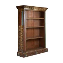 Victorian oak and polychrome Gothic revival bookcase
