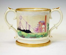 Mining Interest - Mid 19th century Staffordshire loving cup