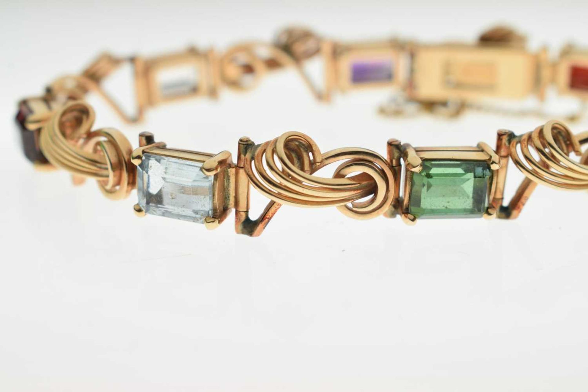 Multi-gem set 18ct gold bracelet - Image 2 of 12