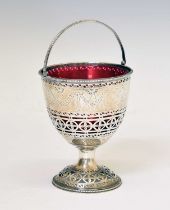 George III silver pedestal sugar basket with swing handle