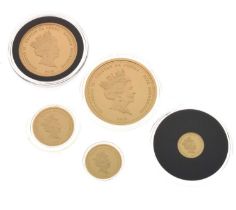 Elizabeth II Tristan Da Cunha five coin gold set, 2018