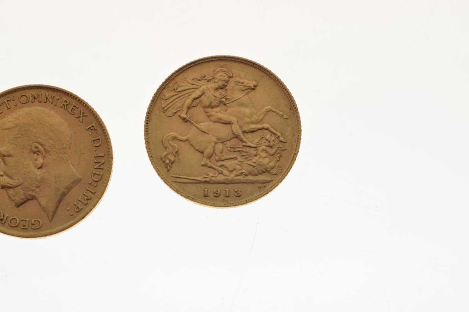 Three George V gold half sovereigns, 1911, 1912, and 1913 - Image 6 of 9