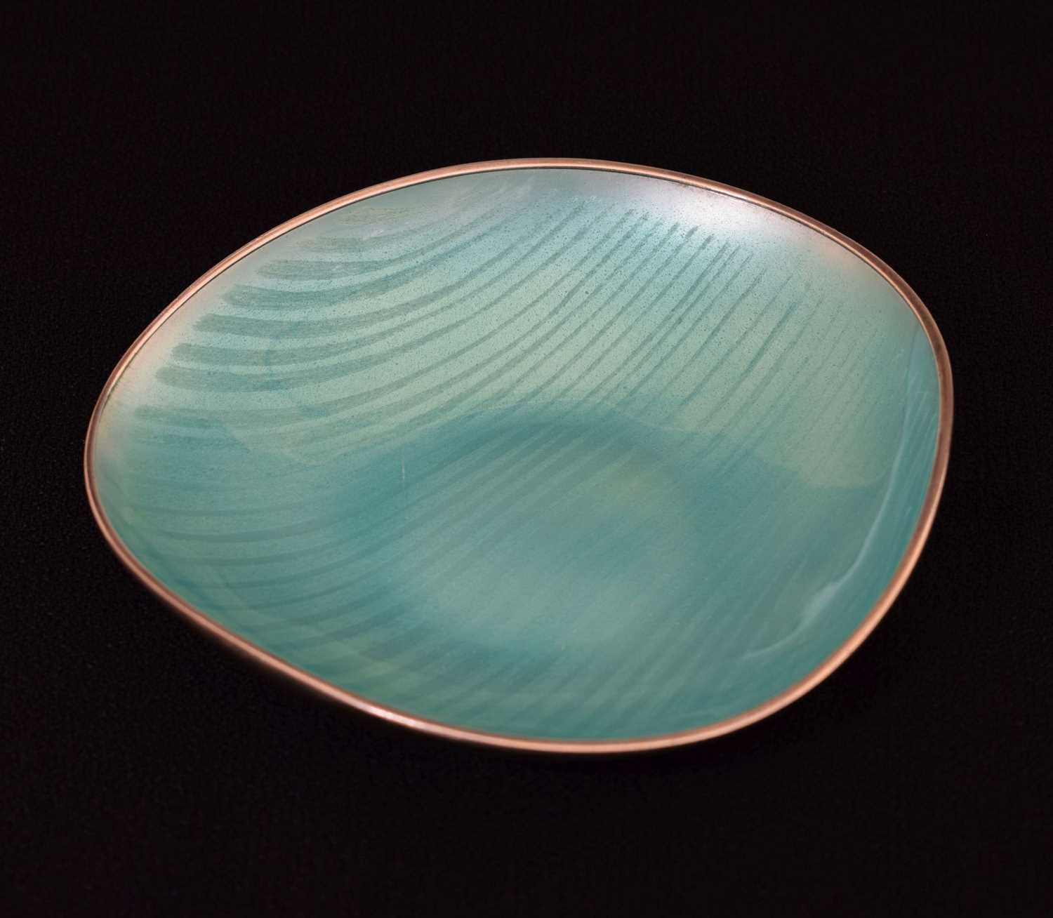 Anton Michelsen - Danish white metal and green enamel dish