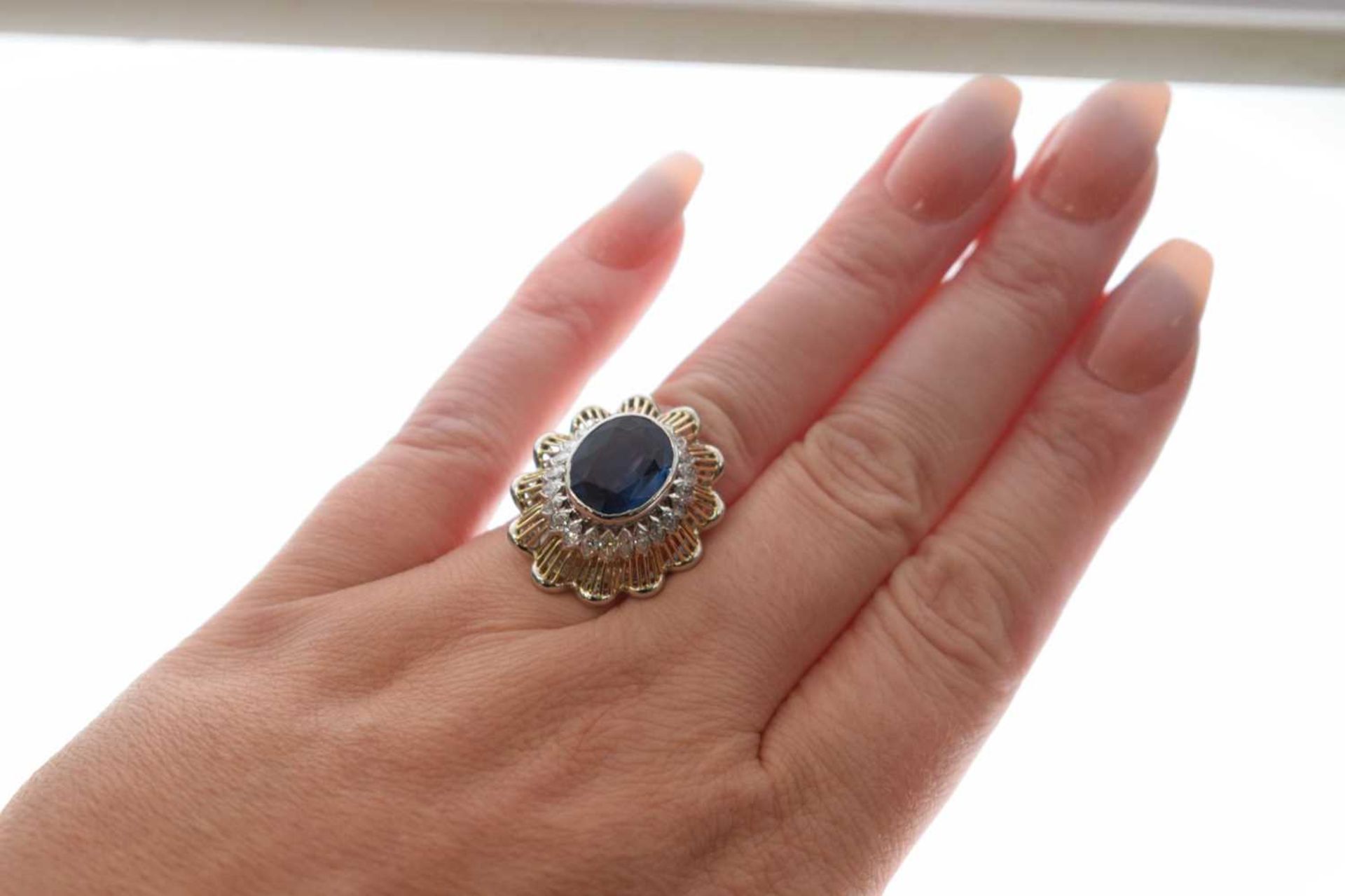 Sapphire and diamond cluster dress ring - Image 7 of 10