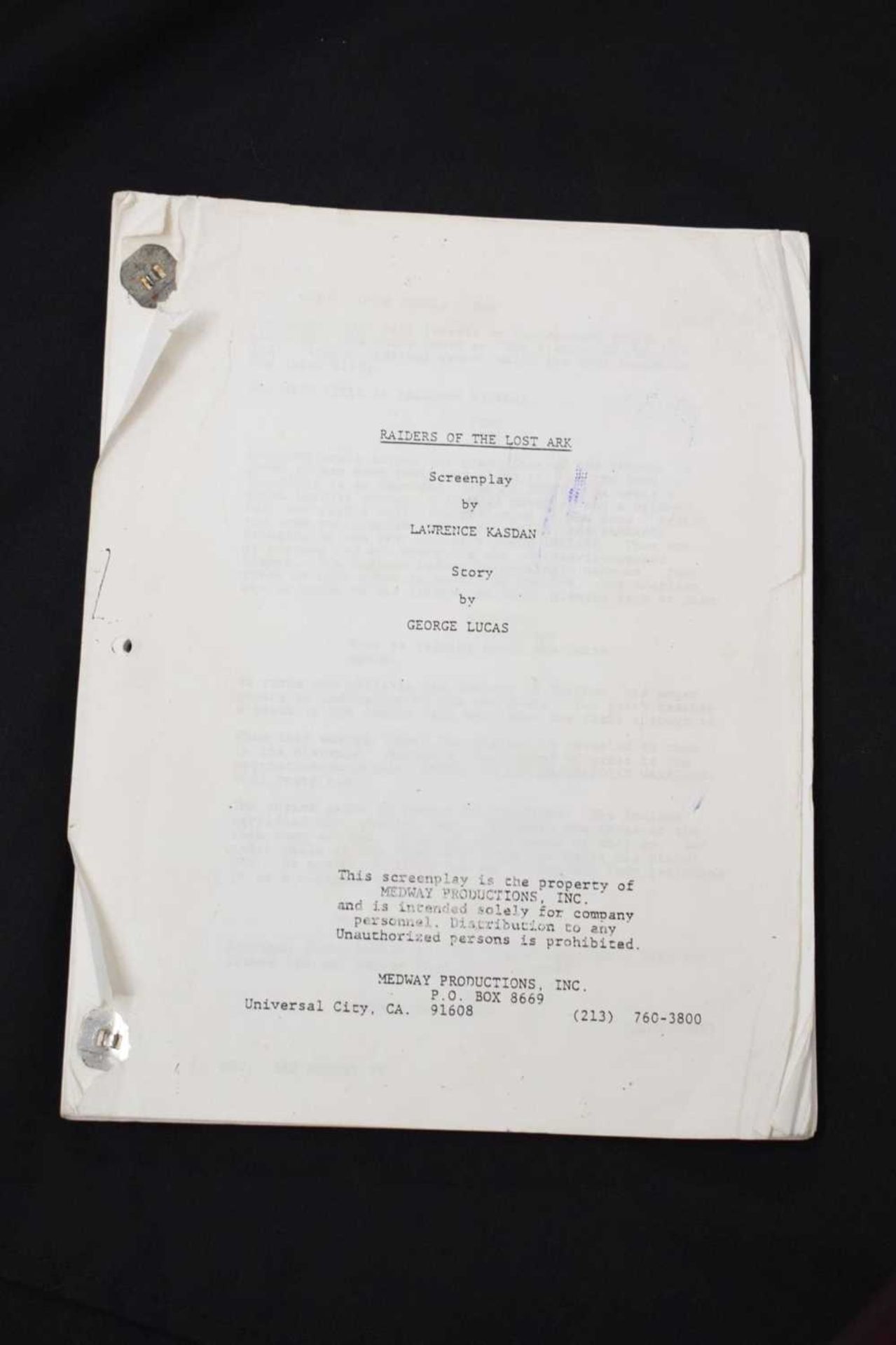 Raiders of the Lost Ark (1981) draft screenplay film script - third revised edition - Image 2 of 10