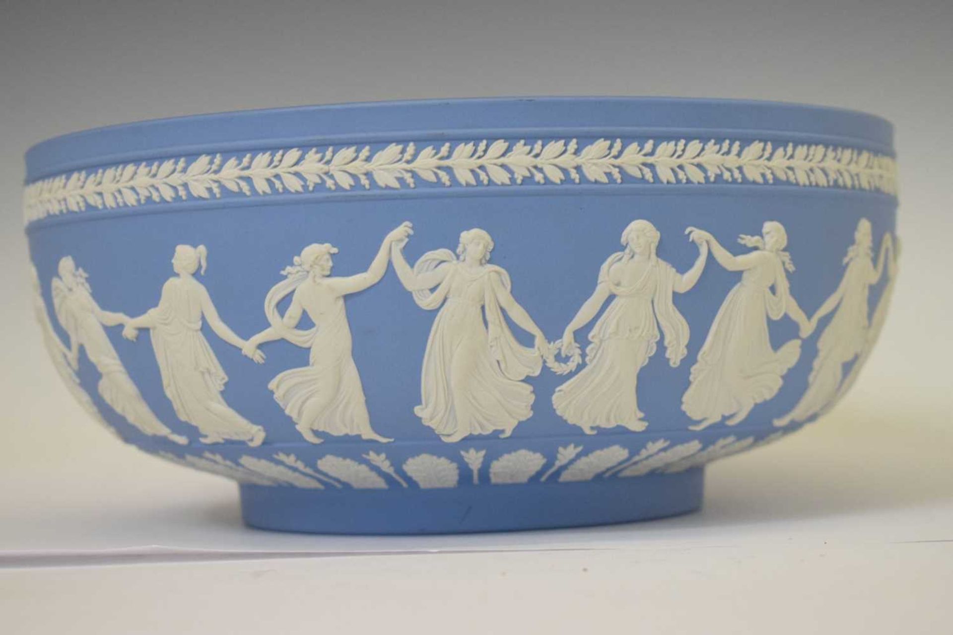 Late 20th century Wedgwood blue jasperware ‘Dancing Hours’ bowl - Image 5 of 11