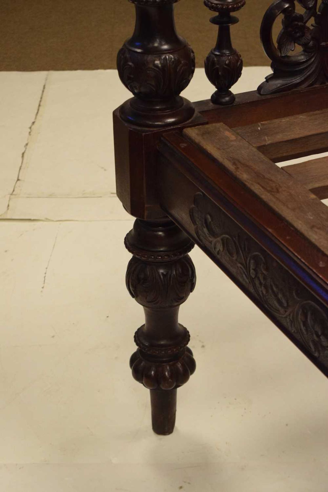 Anglo Indian Colonial carved hardwood four poster double bed - Image 2 of 14