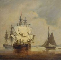 Attributed to Francis Swaine (1725-1782) - Oil on panel - Coastal shipping scene