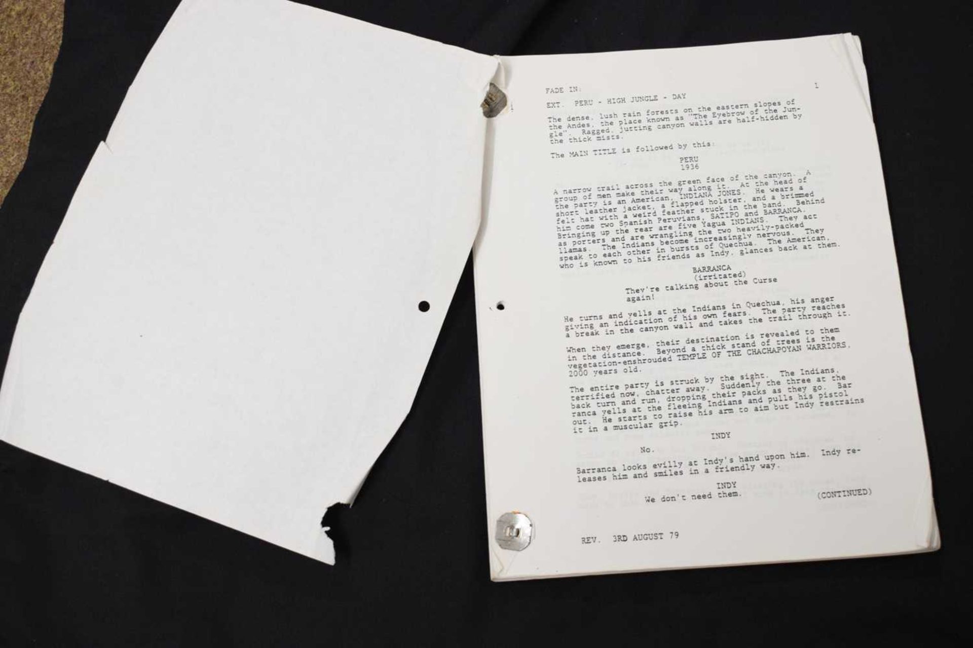 Raiders of the Lost Ark (1981) draft screenplay film script - third revised edition - Image 4 of 10
