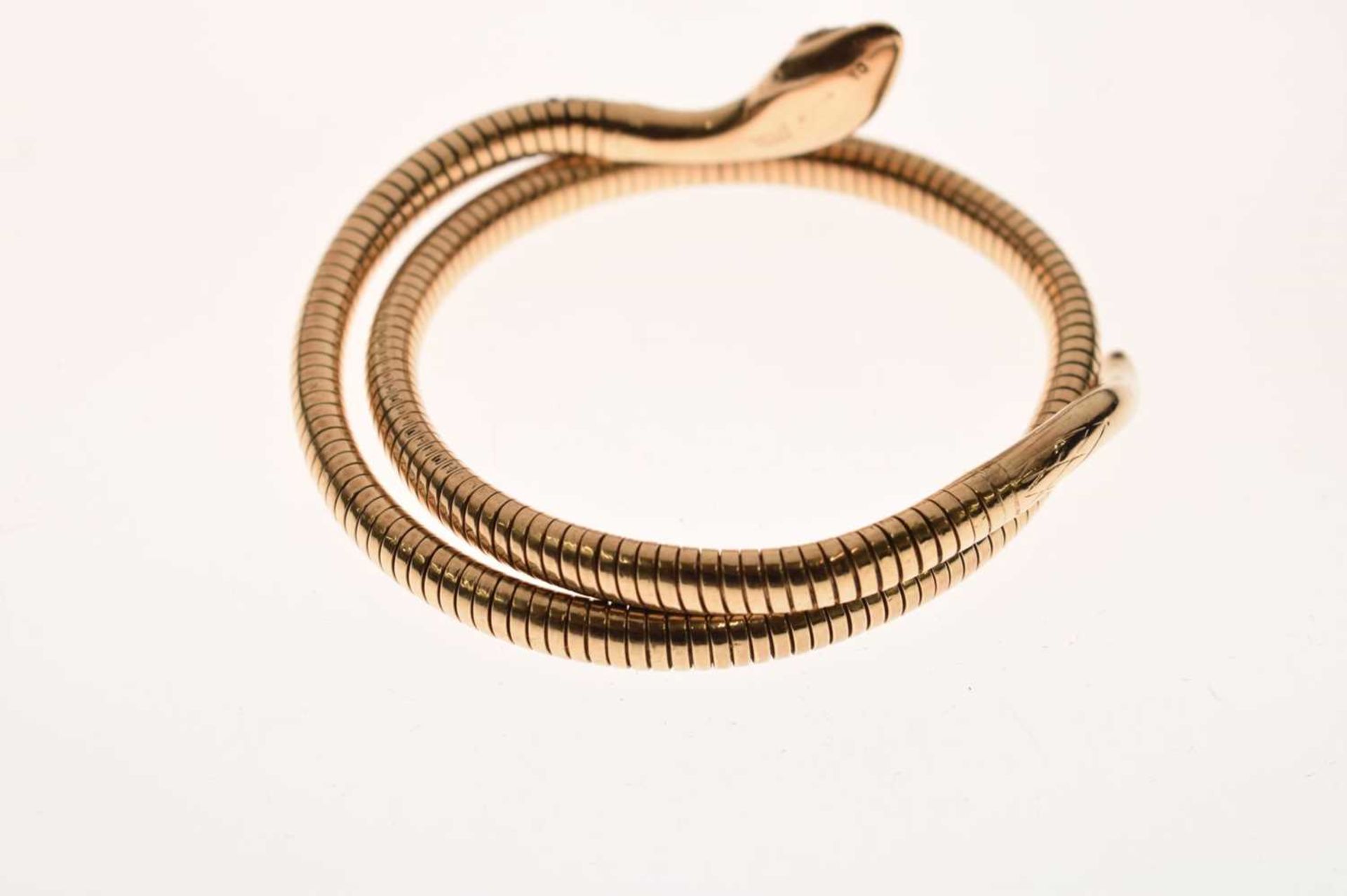 9ct gold and steel spring snake bracelet - Image 2 of 8