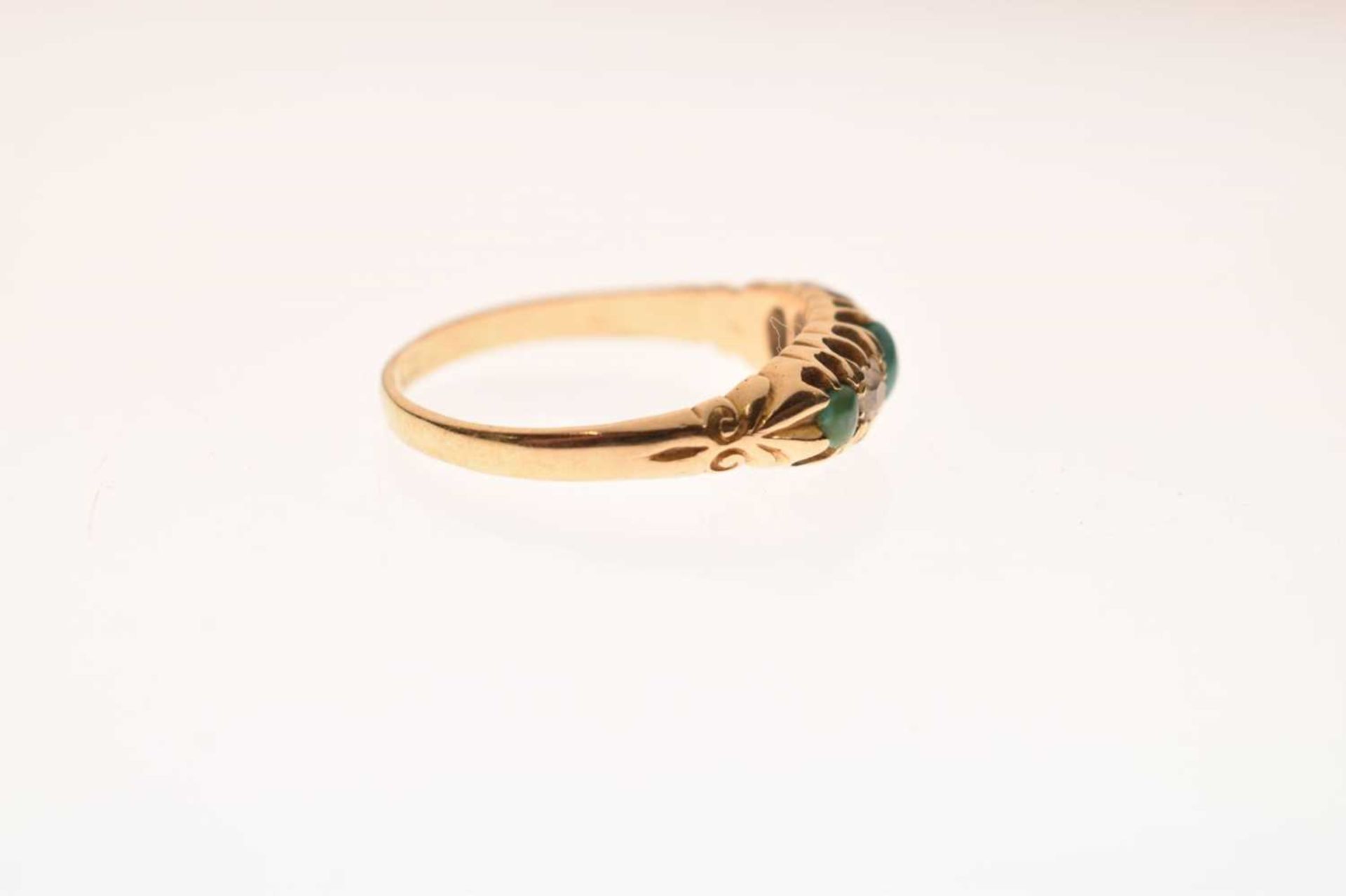 Victorian turquoise and diamond five stone 18ct gold ring - Image 5 of 9