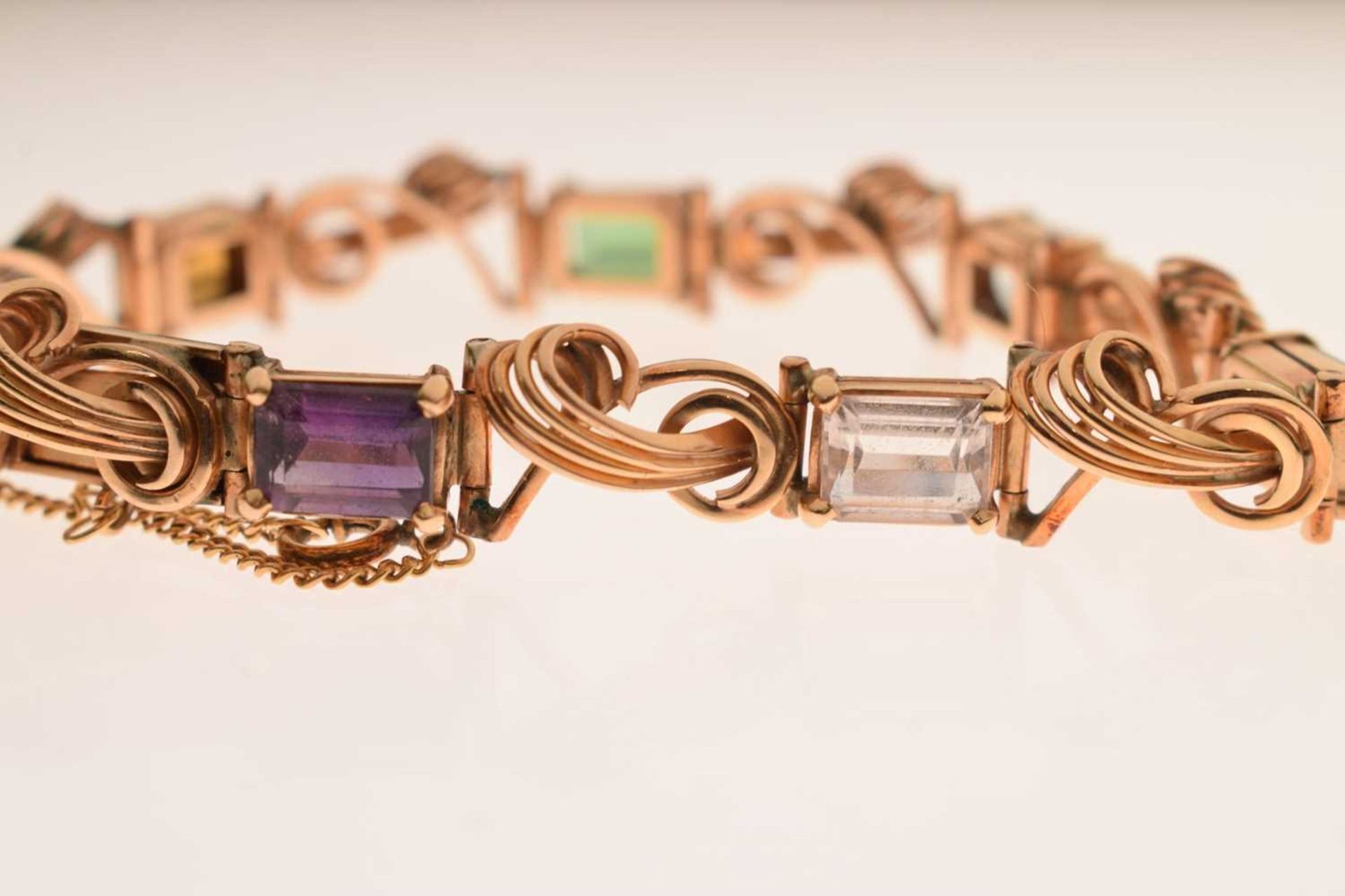 Multi-gem set 18ct gold bracelet - Image 5 of 12