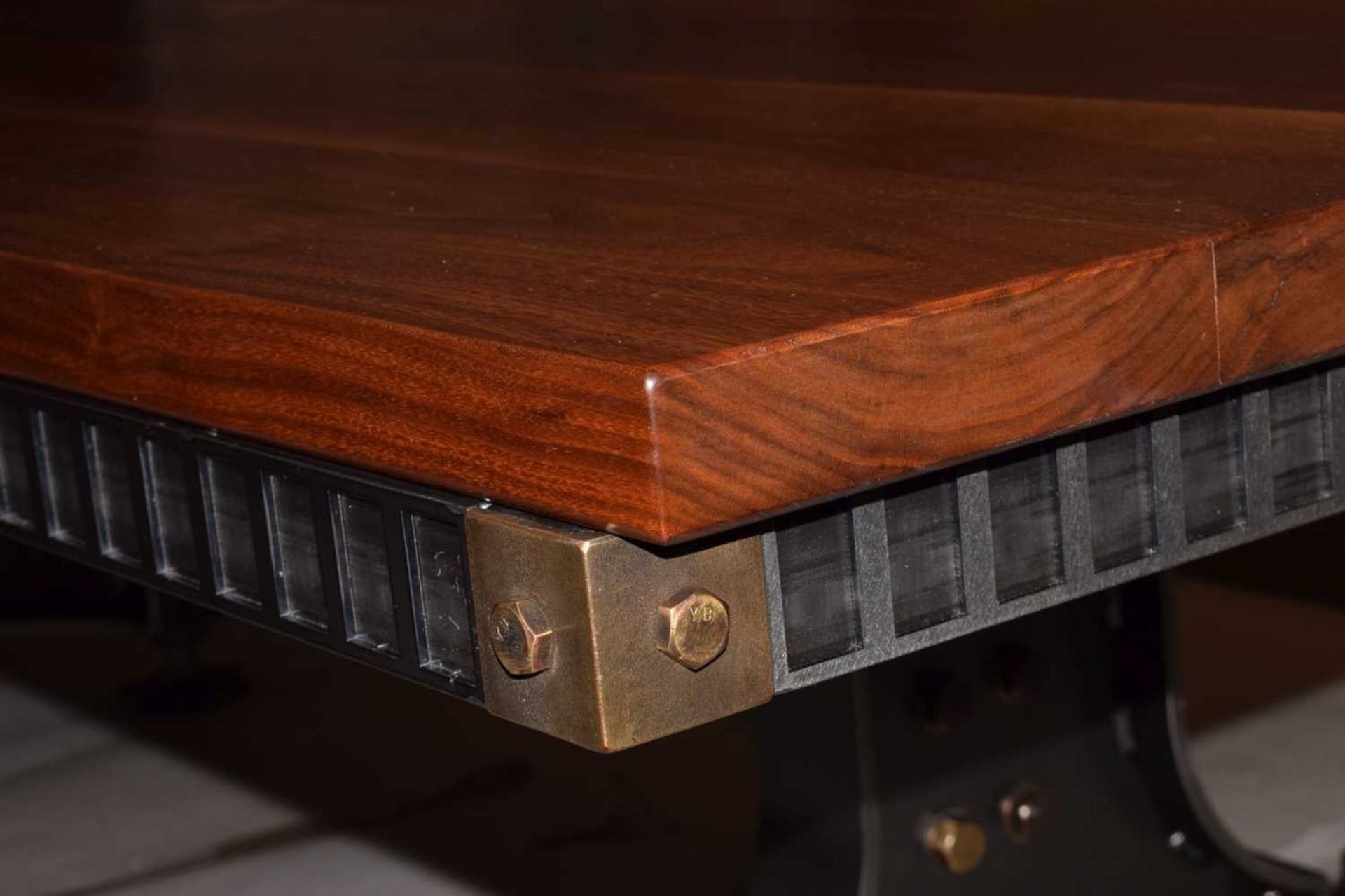 Steel Vintage 'Brunel' bespoke steel and American black walnut boardroom table - Image 3 of 19