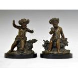 Pair of bronze figures of putti in the manner of Claude Michel Clodin