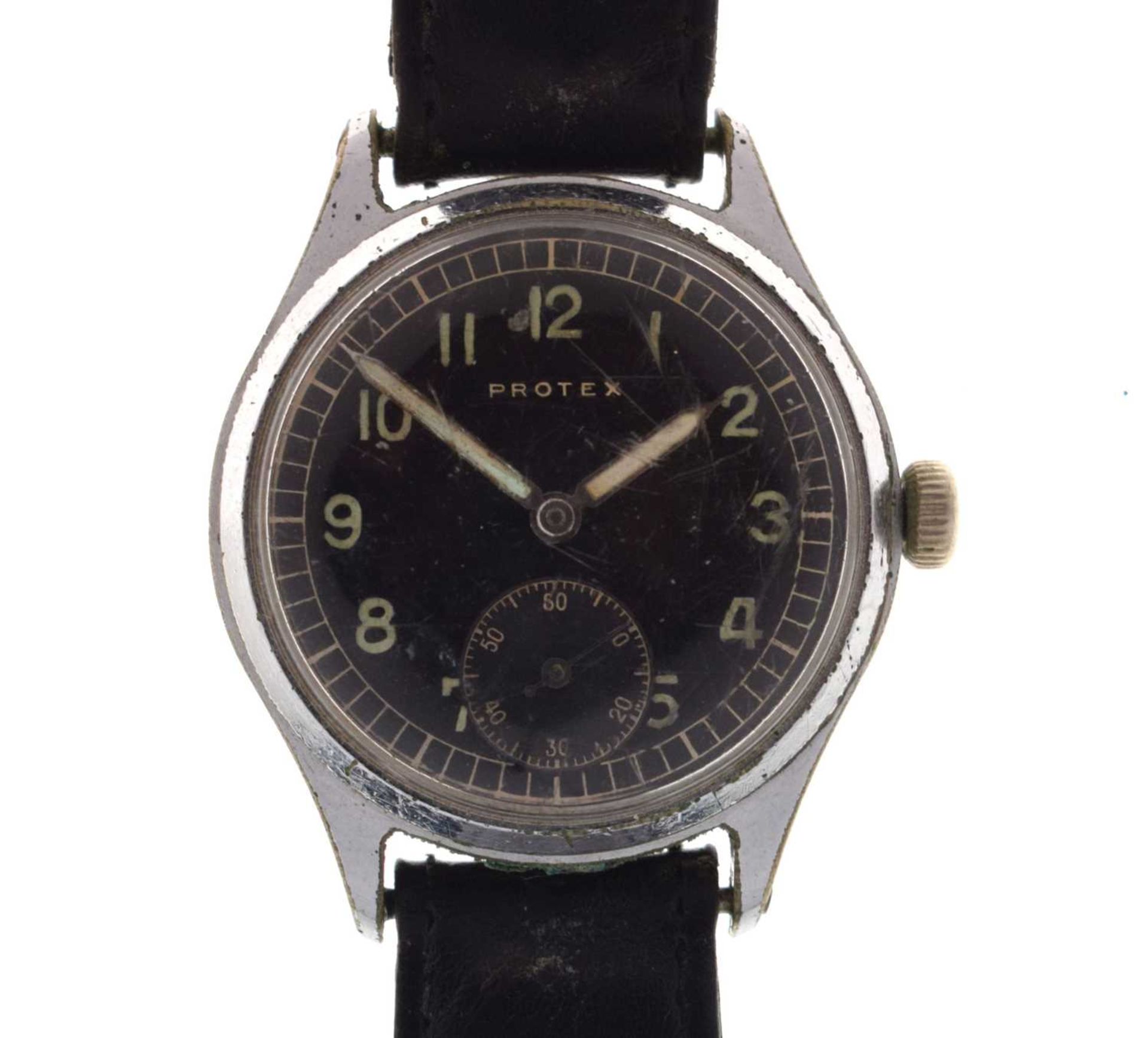 Protex - Second World War Period German Army stainless steel mechanical wristwatch, ref. 497