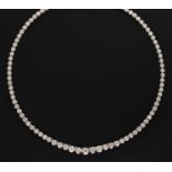 Diamond platinum line necklace