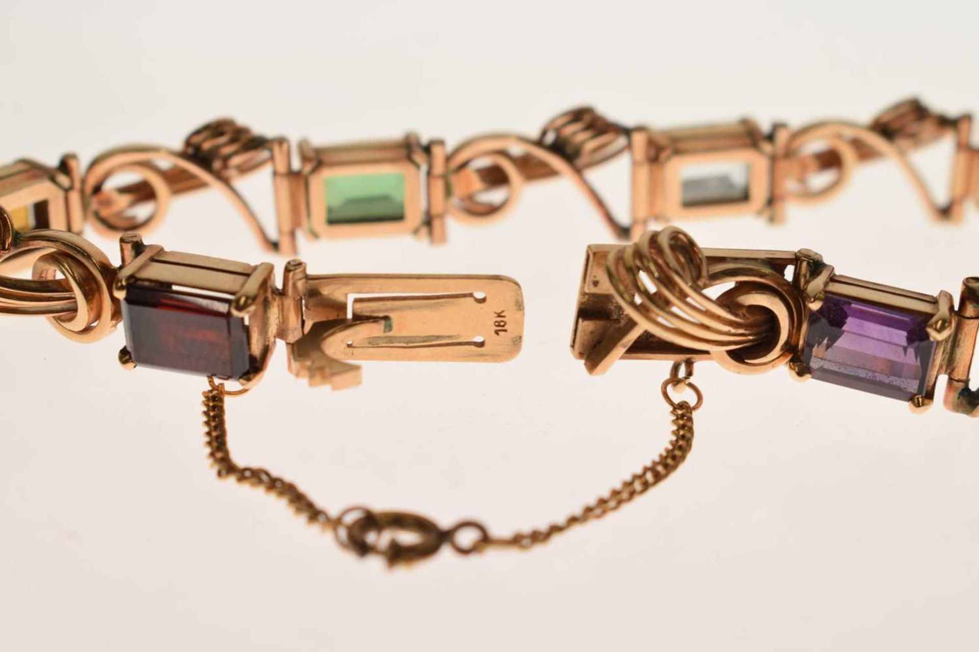 Multi-gem set 18ct gold bracelet - Image 10 of 12