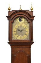 Early George III oak-cased 30-hour brass dial longcase clock with 'Tempus Fugit' automaton