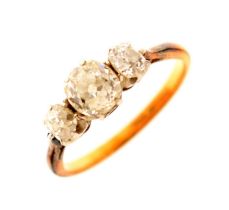 Three-stone old-cut diamond ring