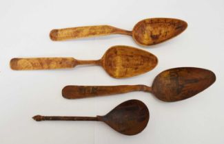 Four 19th century Russian Folk Art spoons