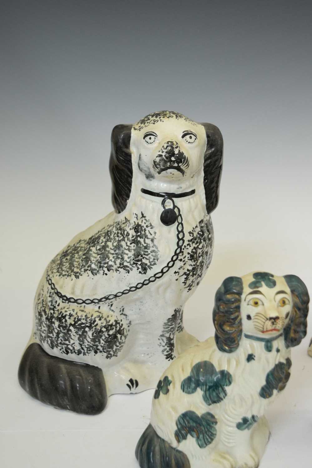 Two pairs of Staffordshire spaniels, together with three hunting jugs - Image 5 of 19