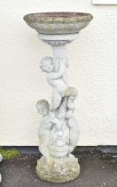 Reconstituted stone garden bird bath