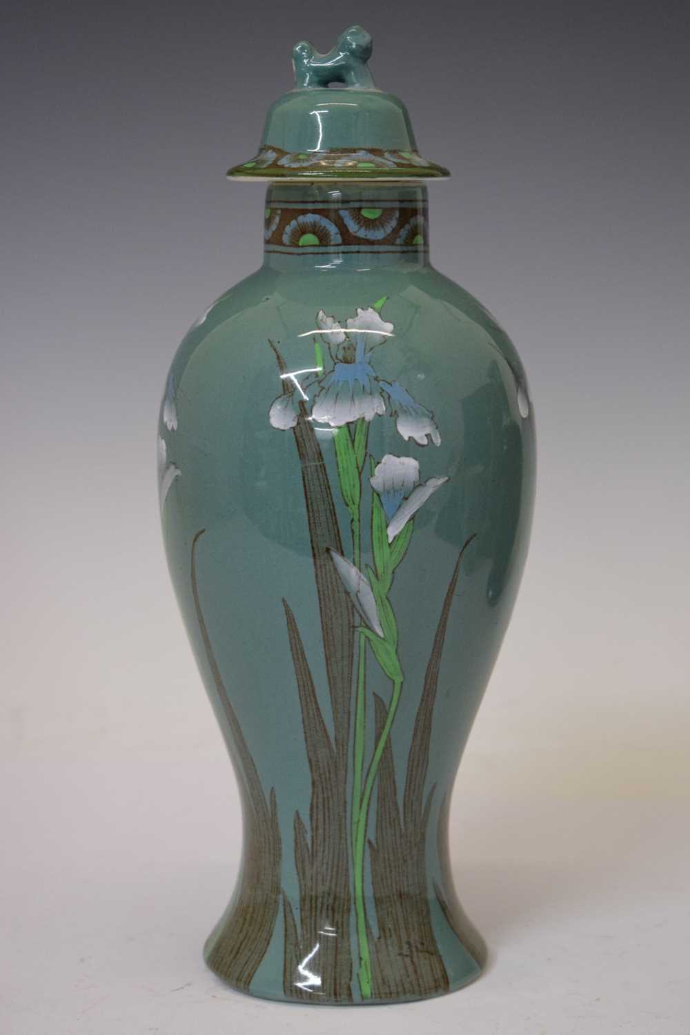 Frederick Rhead 'Trellis' pattern dark blue ground vase - Image 15 of 20