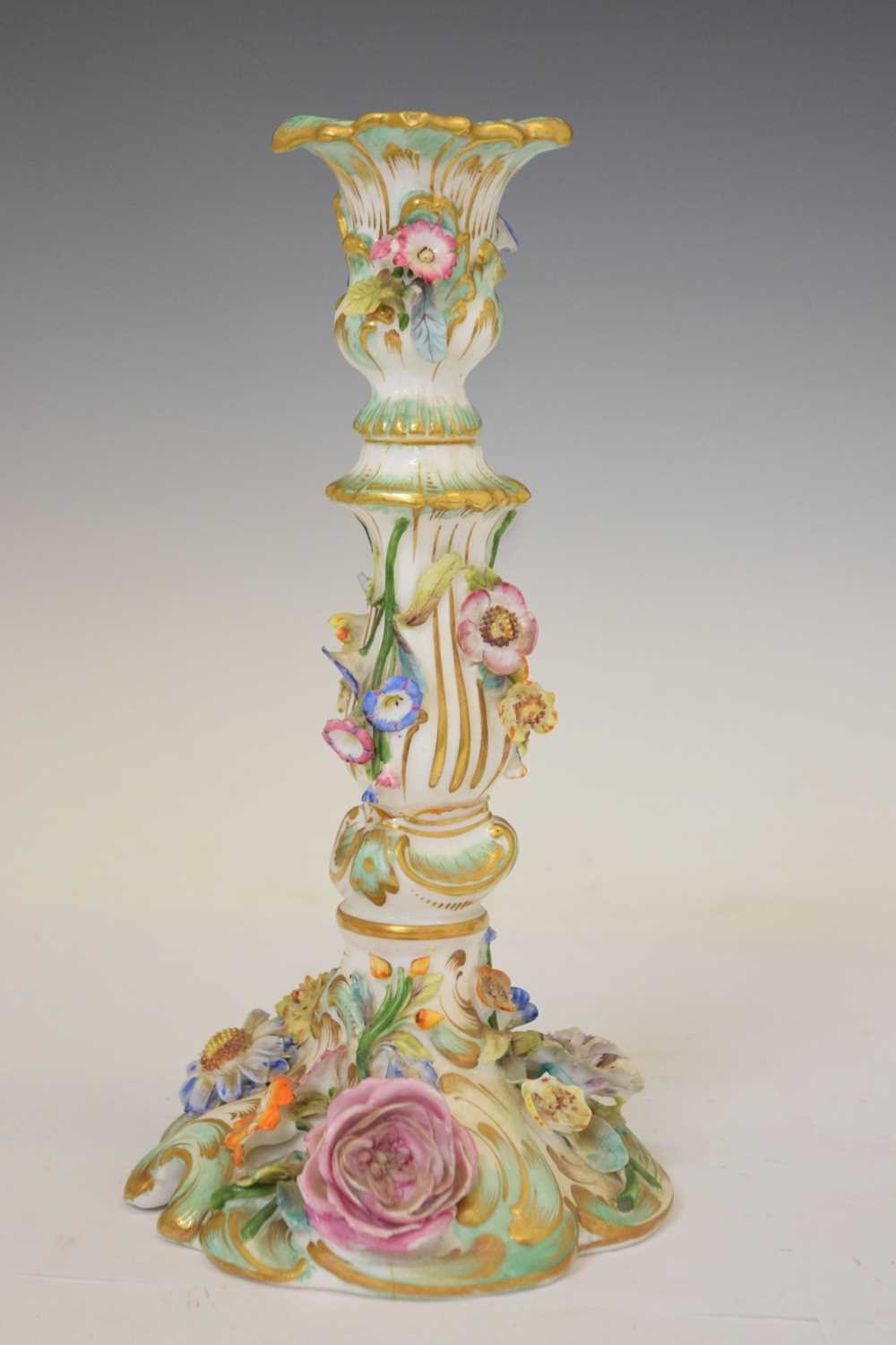 Pair of early 20th century Continental flower-encrusted candlesticks - Image 7 of 12