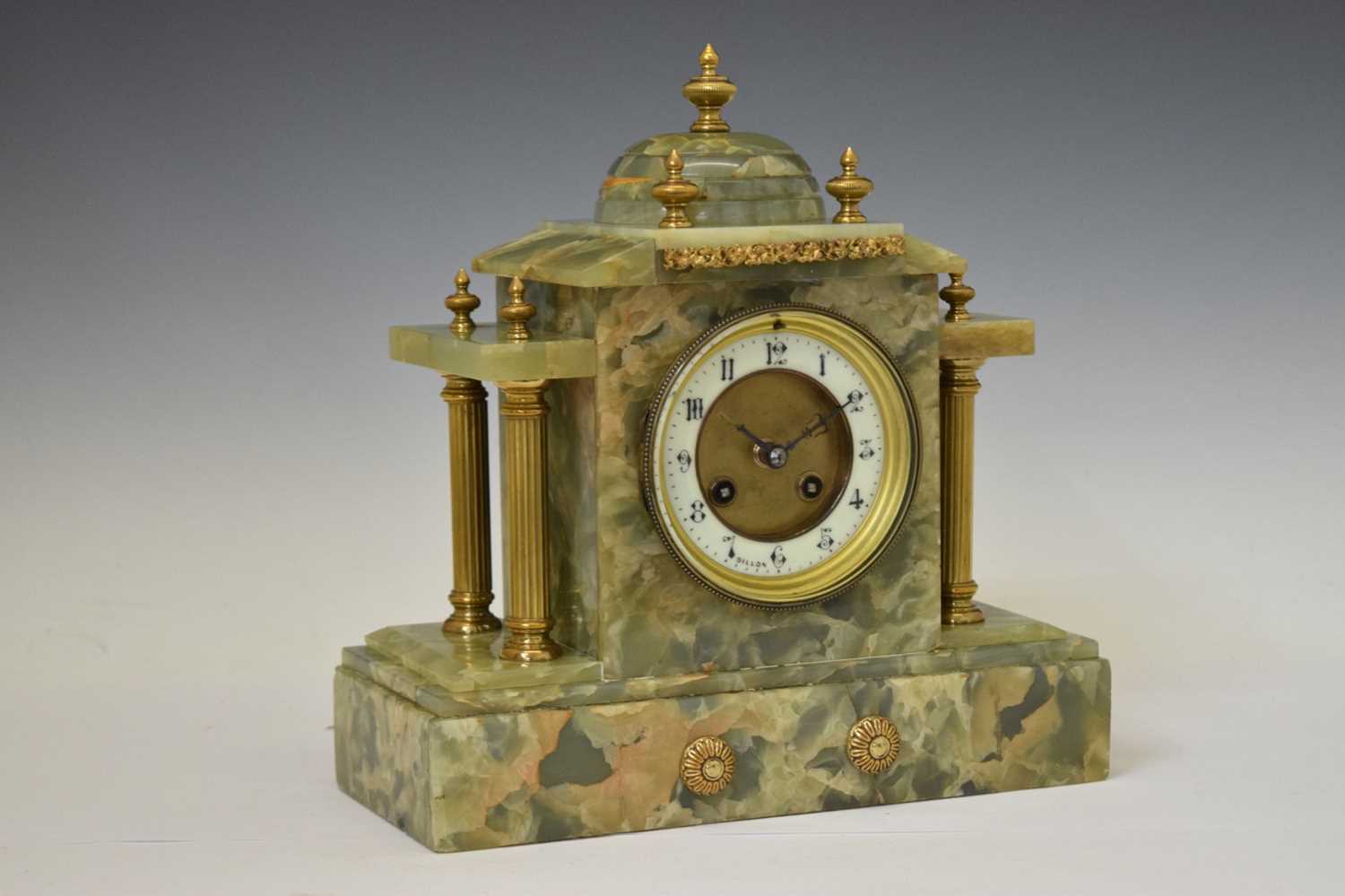 Late 19th century French green onyx architectural mantel clock - Bild 2 aus 8