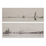 Harold Wyllie (1880-1973) - Pair of etchings - Shipping estuary scenes