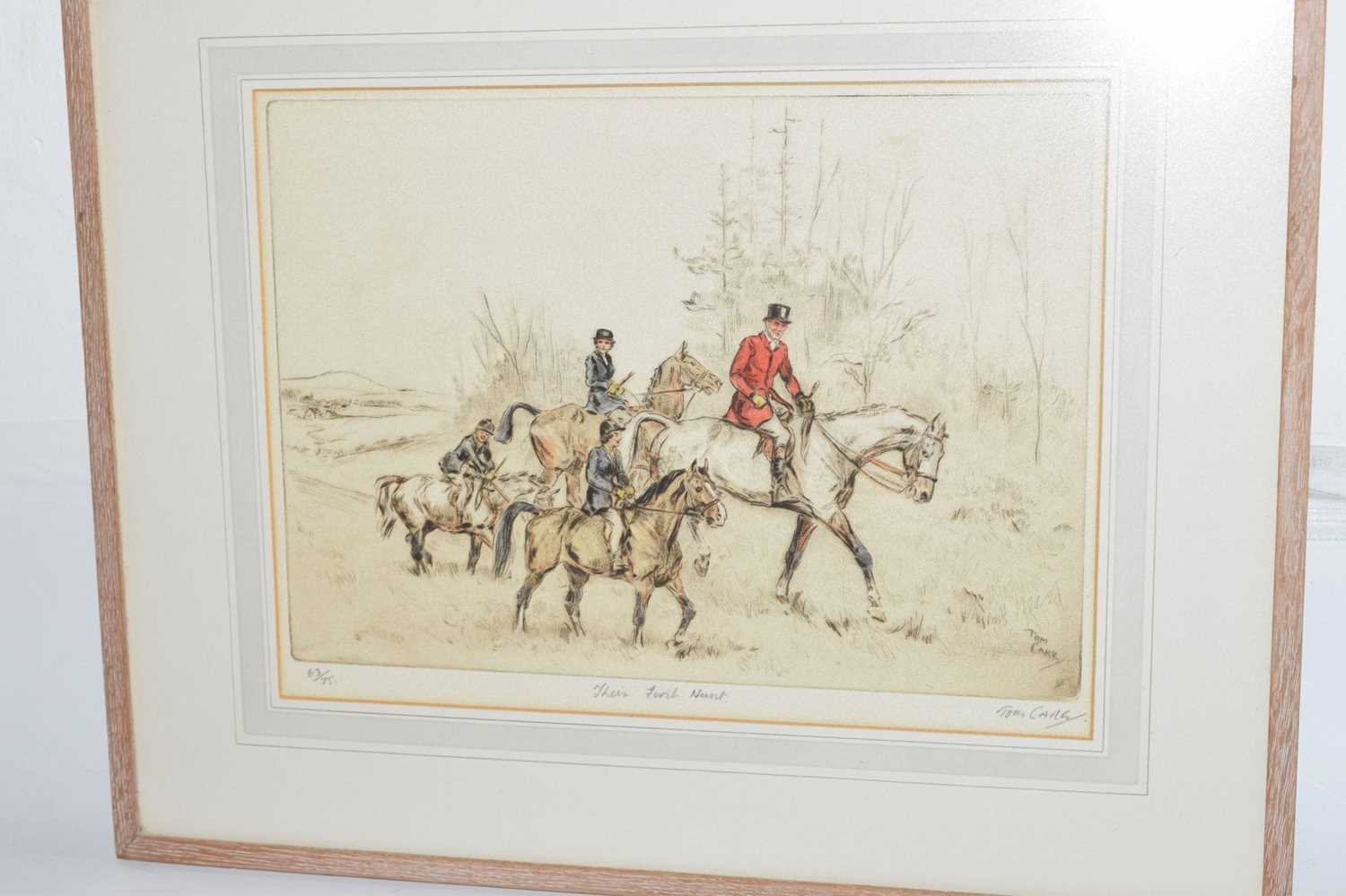 Tom Carr (British, 1912-1977) - Signed coloured etching - 'Their First Hunt' - Image 2 of 9