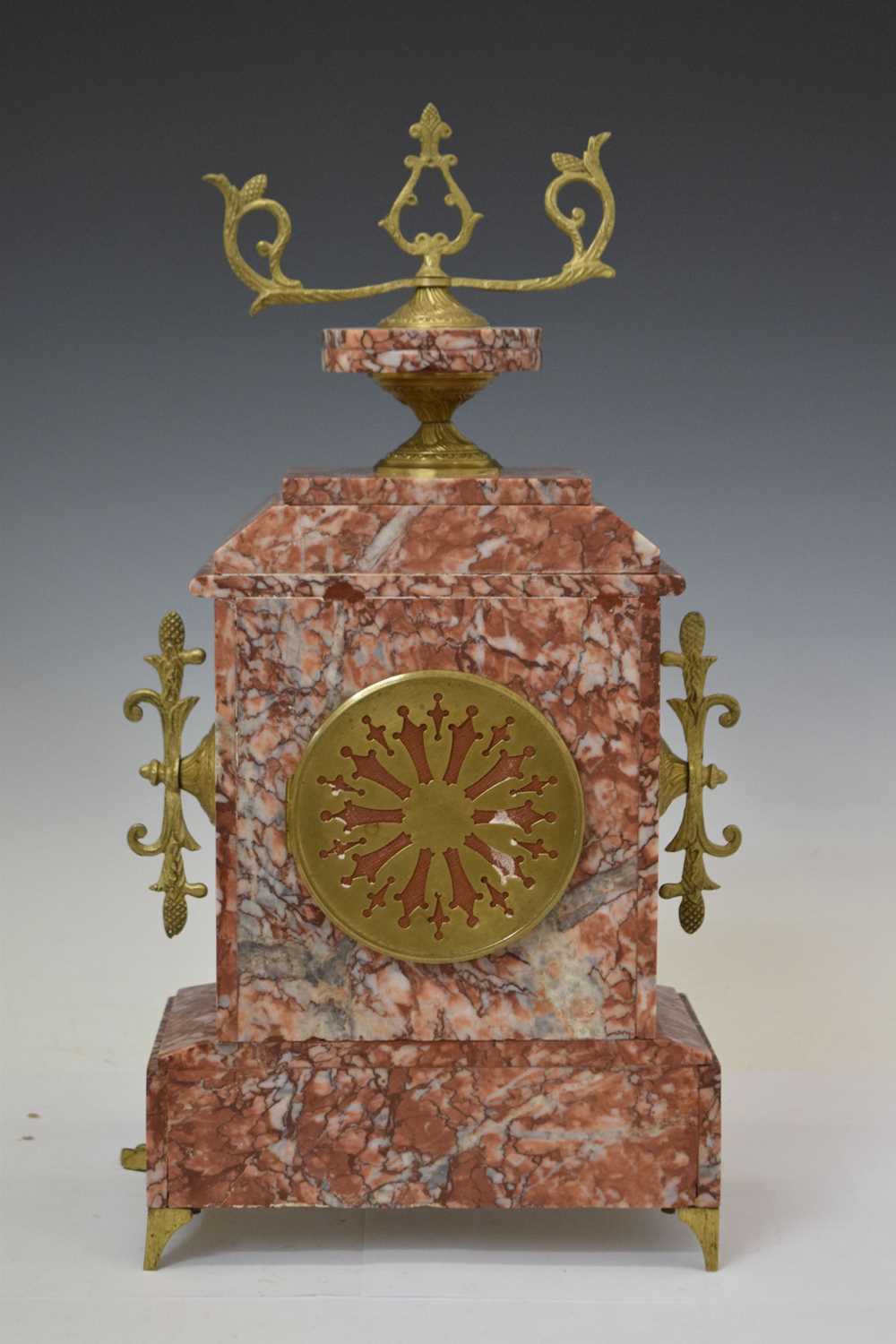 Late 19th century rouge marble mantel clock - Image 5 of 8