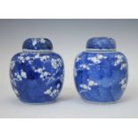 Pair of Chinese blue and white prunus ginger jars