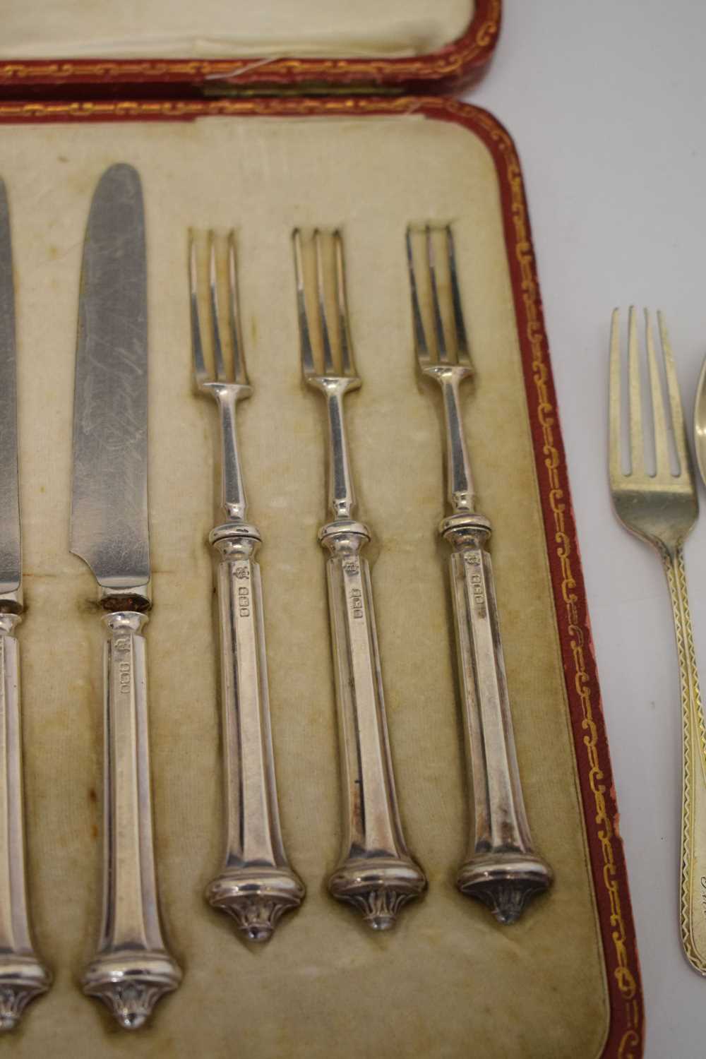 Victorian silver butter dish, cased set of George V silver handled fruit knives and forks, etc - Image 12 of 22