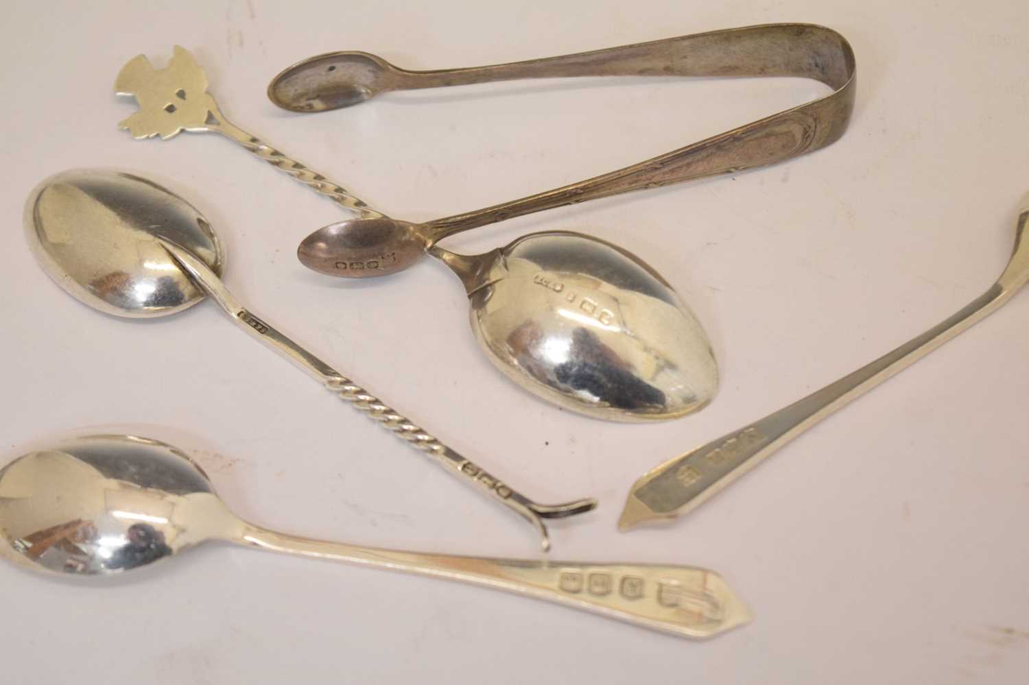 Set of eight German cake forks, an Elizabeth II silver mounted desk clock and photograph frame, etc - Image 7 of 7