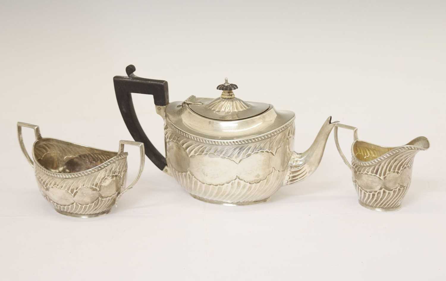 Late Victorian three-piece silver tea set