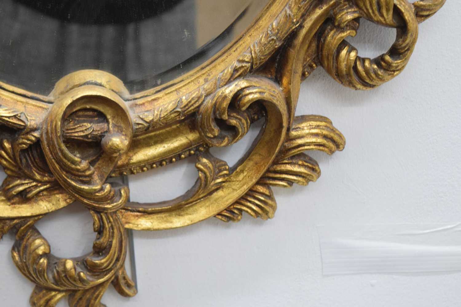 Reproduction giltwood oval wall mirror - Image 6 of 8