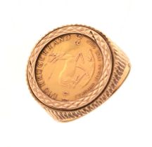 1/10th krugerrand in 9ct ring