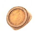 1/10th krugerrand in 9ct ring