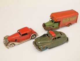 Two Triang Minic tinplate clockwork vehicles and a Japanese tinplate car
