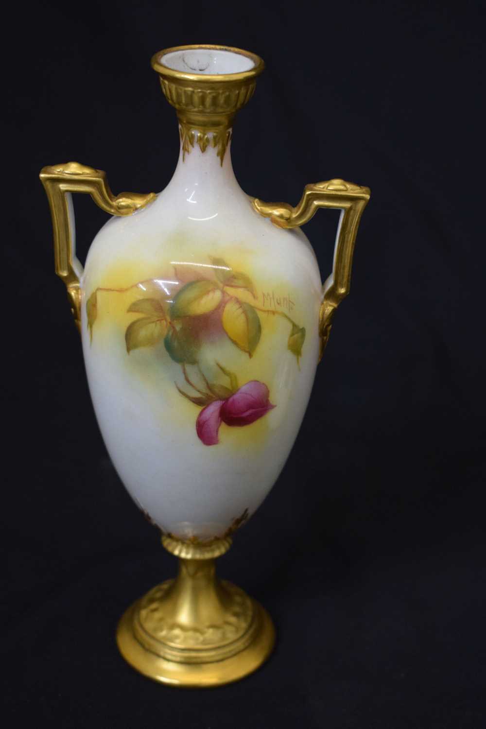 Mille Hunt for Royal Worcester floral and gilt decorated pedestal vase - Image 7 of 10