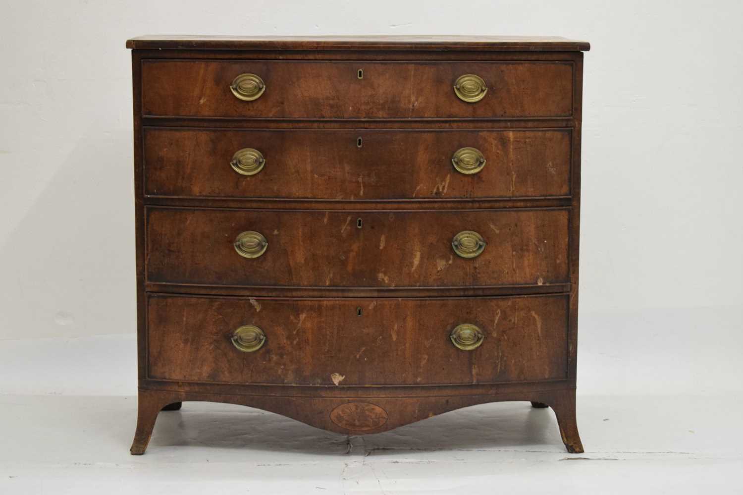 Early 19th century mahogany bowfront chest of four long drawers - Image 2 of 10