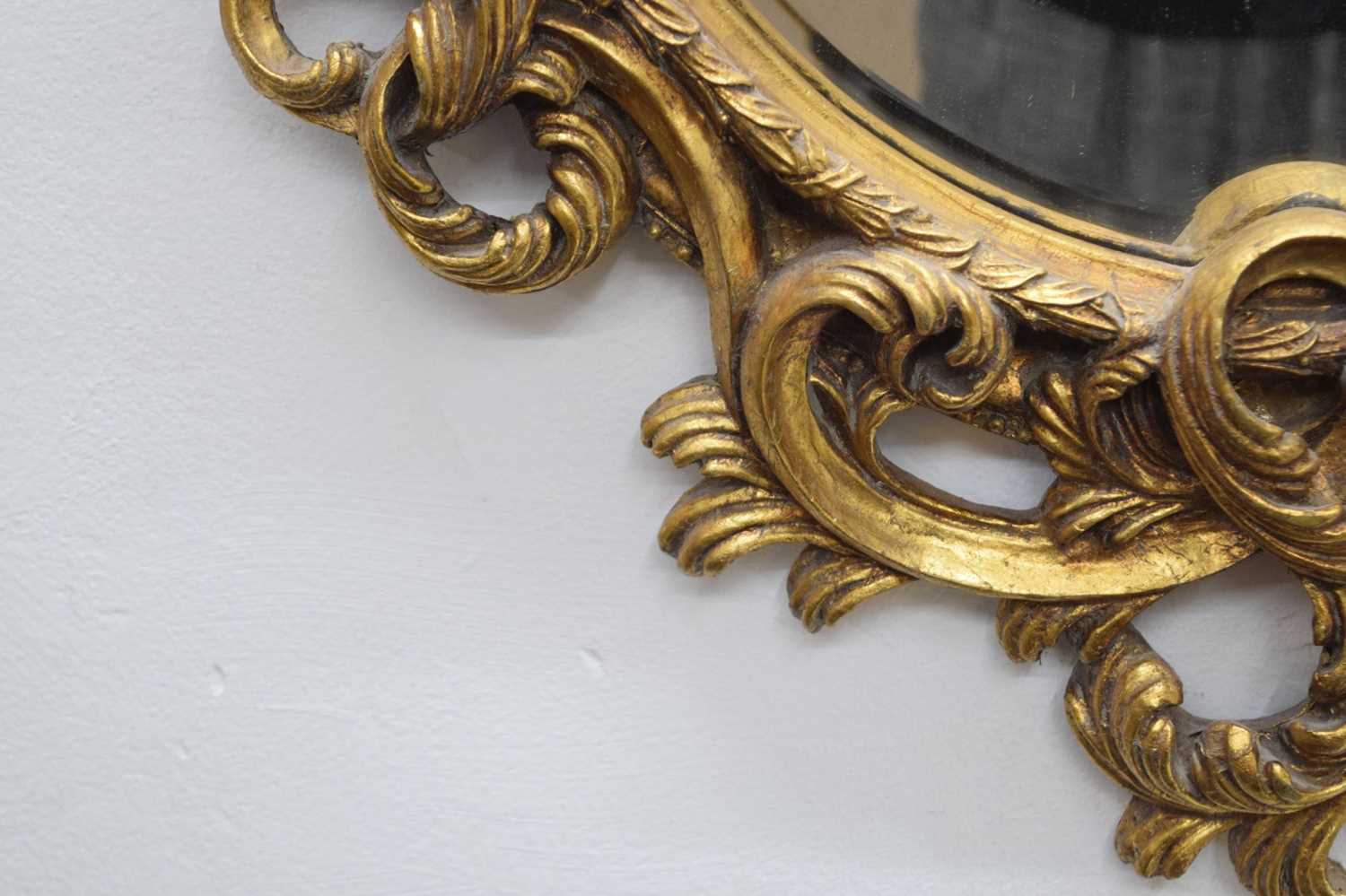 Reproduction giltwood oval wall mirror - Image 7 of 8