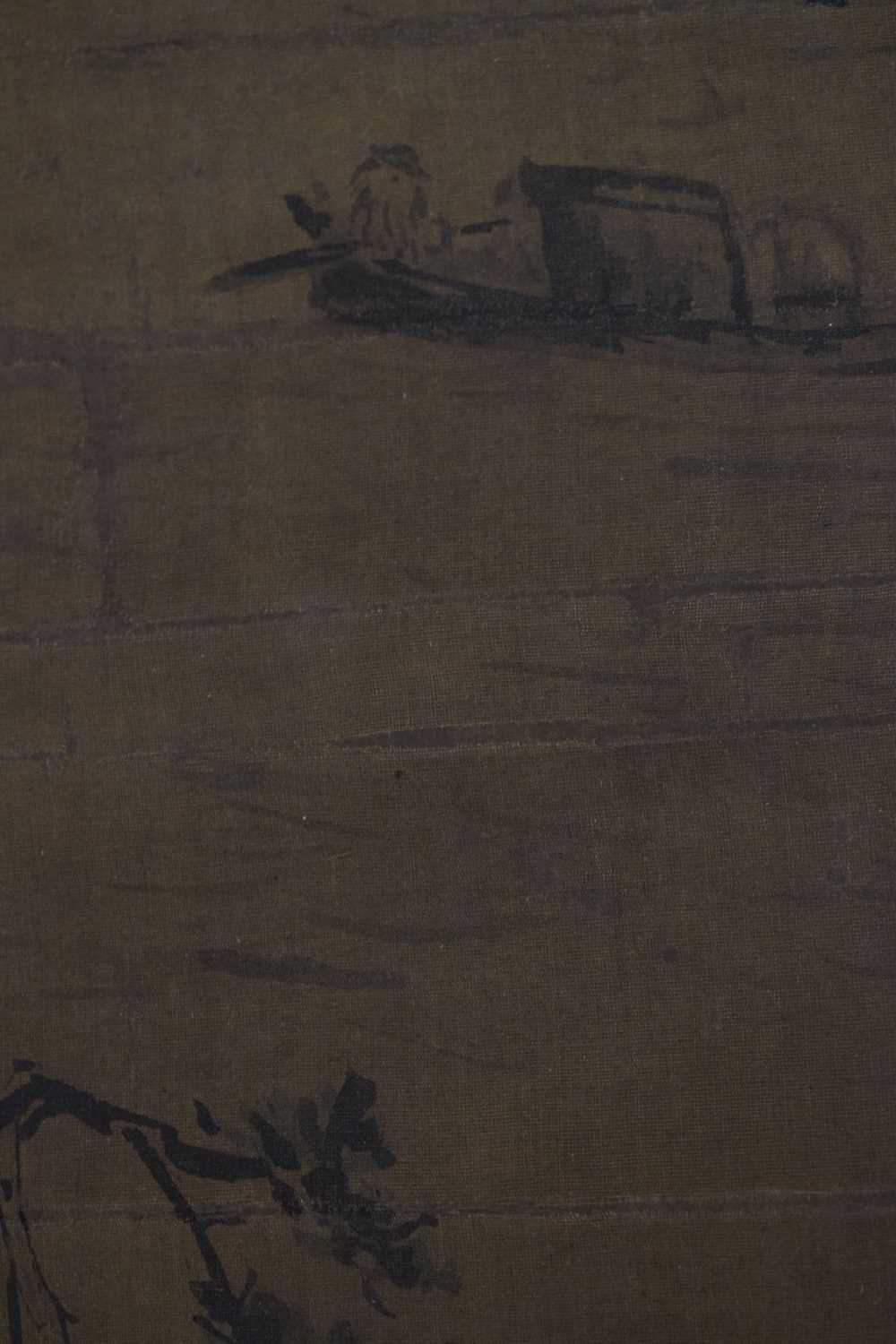 Anonymous - Chinese watercolour scroll painting depicting a river landscape - Image 10 of 18