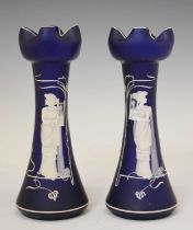 Pair of Mary Gregory style glass vases