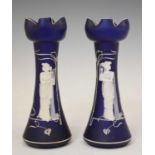 Pair of Mary Gregory style glass vases