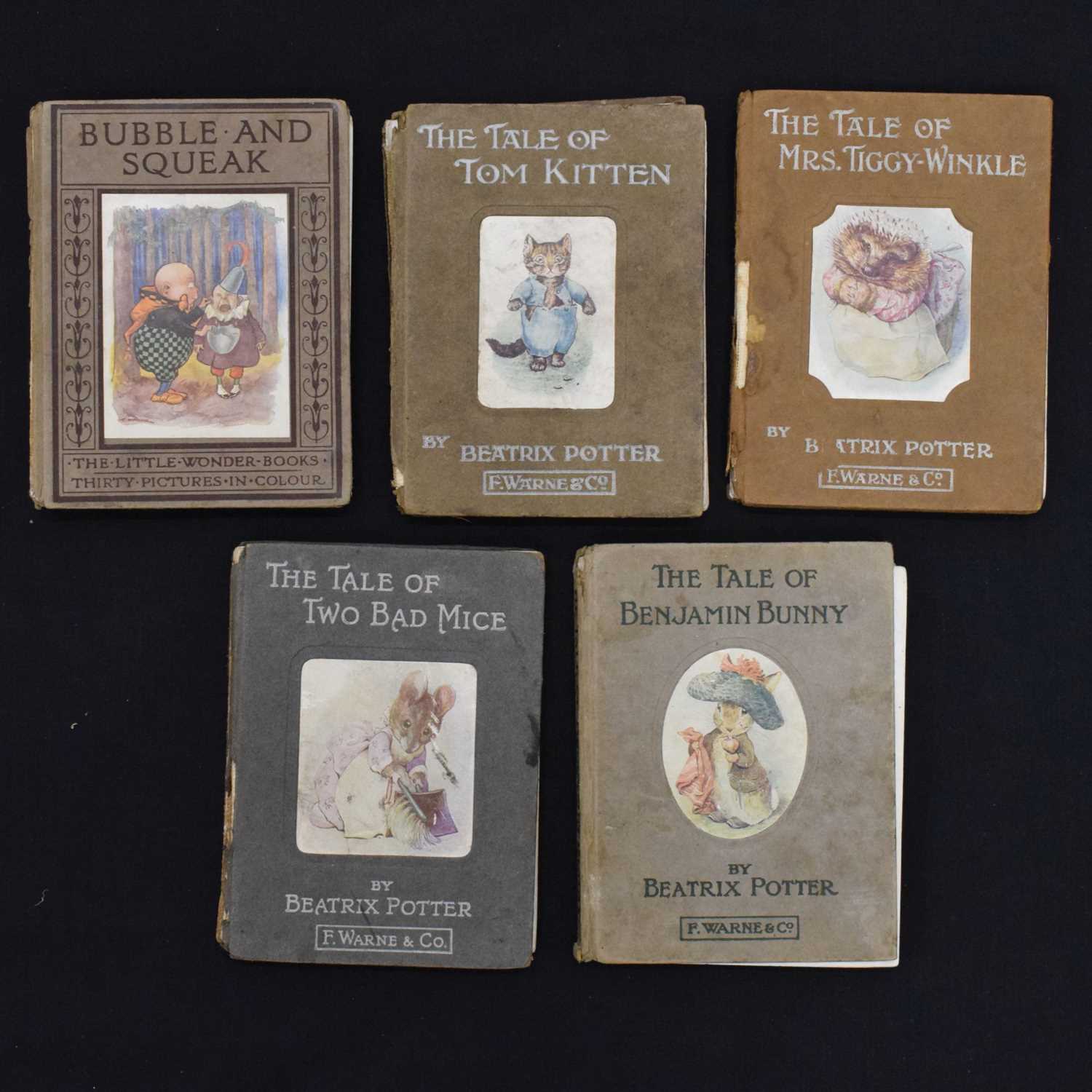 First edition of 'Bubble and Squeak' by Harry Golding, with four very early Beatrix Potter books